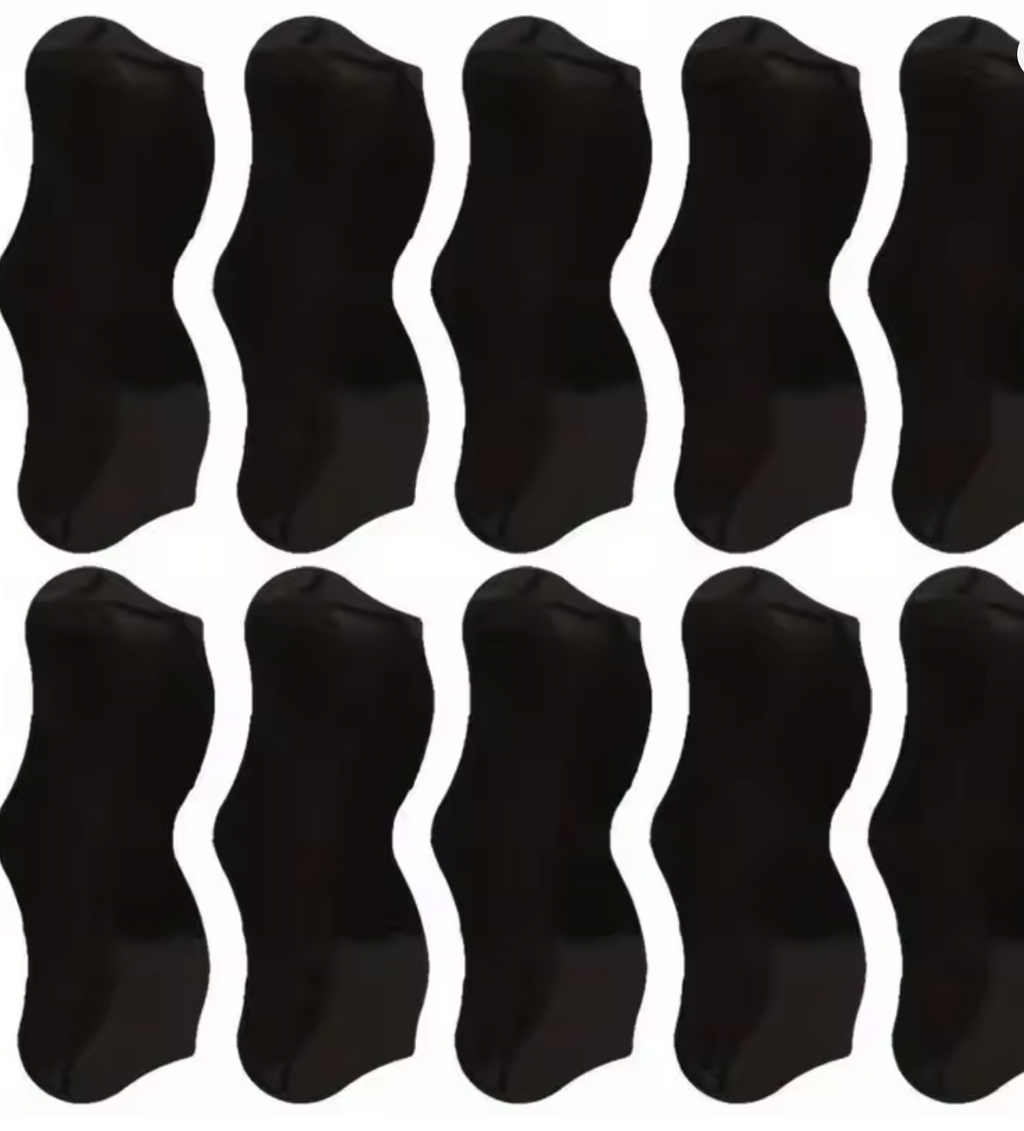 Multiple black black head strips arranged in a grid on a white background