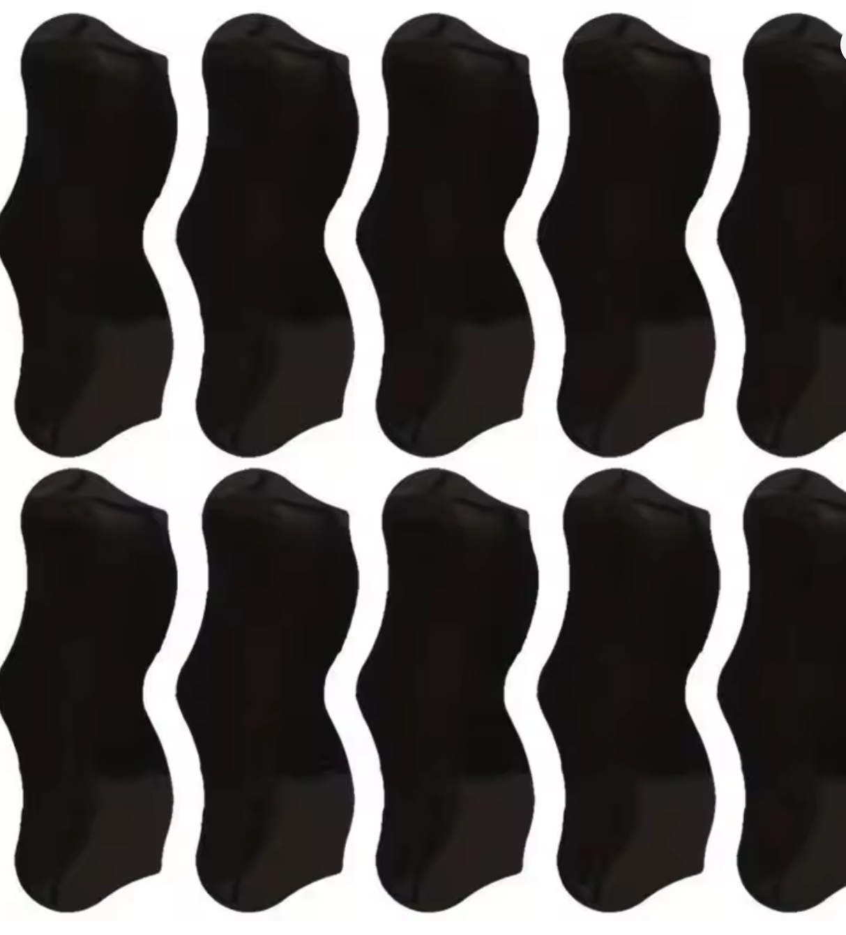 Multiple black black head strips arranged in a grid on a white background